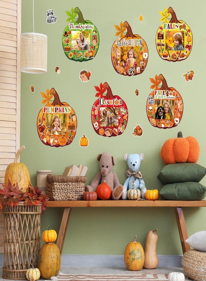 BLSUREFYX 36 Sets Fall DIY Picture Frames Craft Kit 6.8 x 6.3 Inch Autumn Pumpkin Photo Frames Ornaments with Autumn Stickers for Thanksgiving Decorations Fall Party Gifts Home Activities - Image 5
